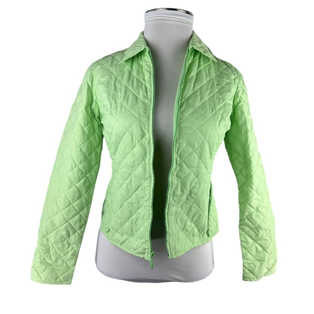 Eddie Bauer Down Quilted Jacket Light Green Full Zip Lightweight Medium Petite - Picture 13 of 14